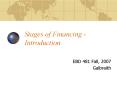 Stages of Financing Introduction