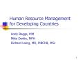 Human Resource Management for Developing Countries