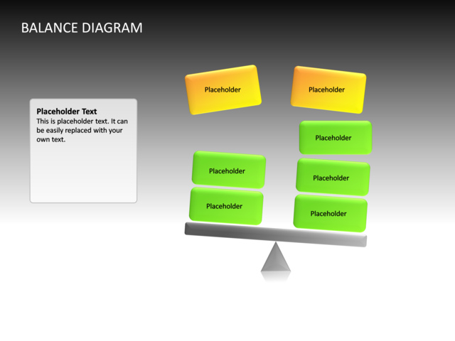 PowerPoint Slide - balance-diagram-3d-multicolor-7-cubes-cg-98