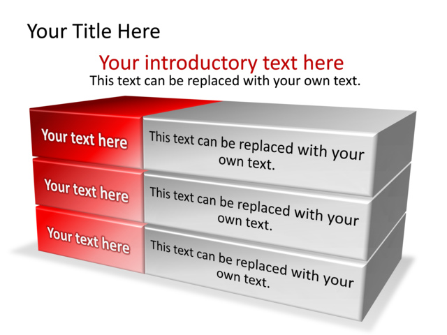 PowerPoint Slide - block-diagram-3d-red-3-blocks-tg-558