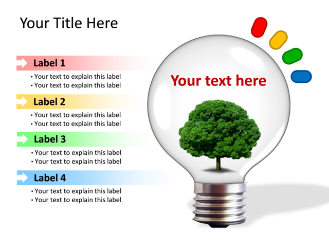 PowerPoint Slide - bulb-diagram-multicolor-4-boxes-tg-521