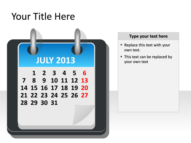 PowerPoint Slide - calendar-diagram-blue-july-pl-207