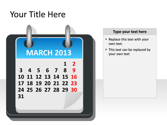 PowerPoint Slide - calendar-diagram-blue-march-pl-203