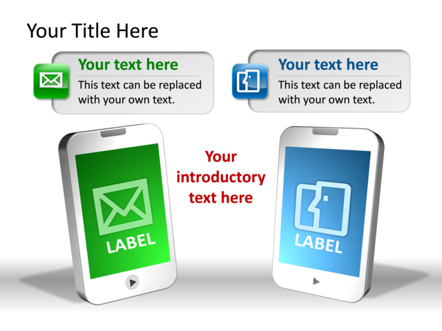 PowerPoint Slide - cellphone-diagram-3d-blue-2-boxes-tg-555