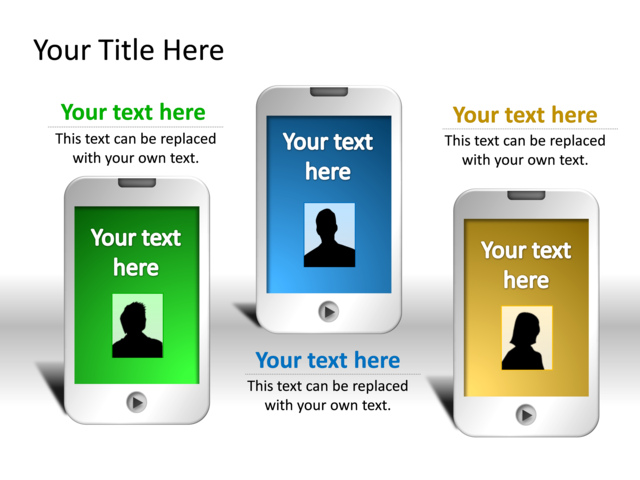 PowerPoint Slide - cellphone-diagram-multicolor-3-sections-tg-557