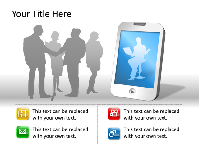 PowerPoint Slide - cellphone-diagram-multicolor-4-boxes-tg-554