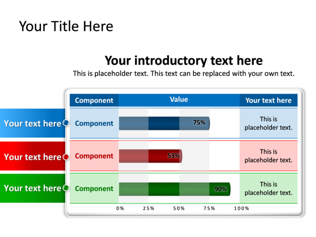 PowerPoint Slide - chart-clustered-bar-column-multicolor-3-charts-tg-157