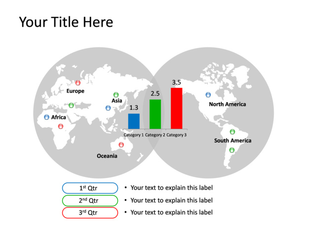 PowerPoint Slide - chart-map-and-clustered-column-multicolor-data-driven-tg-382