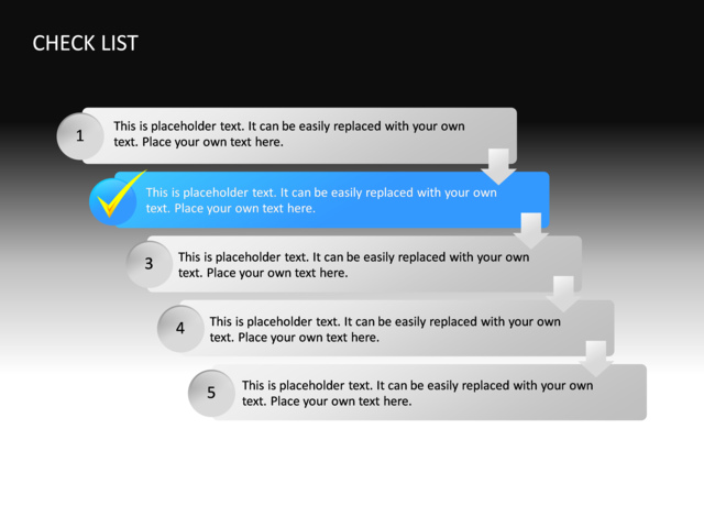 PowerPoint Slide - check-list-diagram-3d-blue-5-options-cg-66