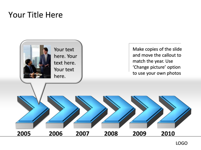 PowerPoint Slide - chevron-diagram-3d-animated-blue-6-arrows-mp-6