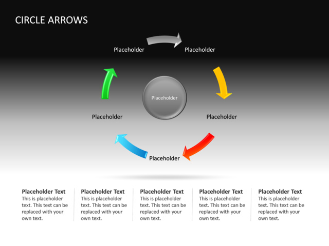 PowerPoint Slide - circle-diagram-3d-multicolor-4-arrows-cg-18