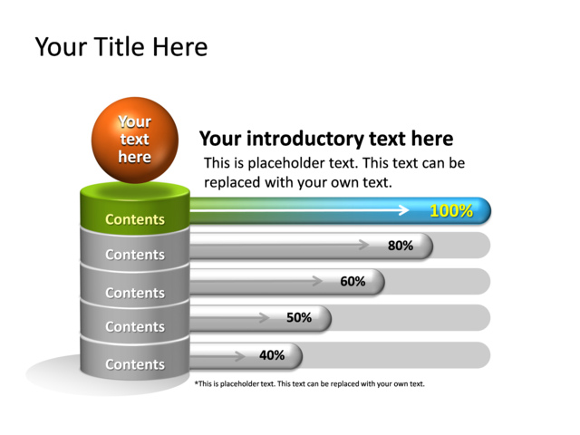 PowerPoint Slide - clustered-bar-diagram-3d-multicolor-5-bars-tg-49