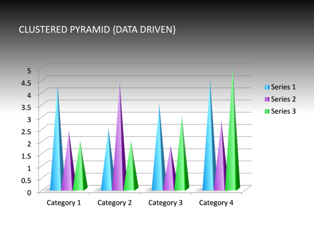 PowerPoint Slide - clustered-pyramid-diagram-3d-multicolor-data-driven-cg-61