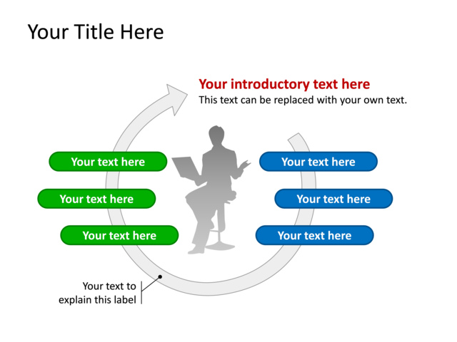 PowerPoint Slide - diagram-arrow-blue-6-text-boxes-tg-369