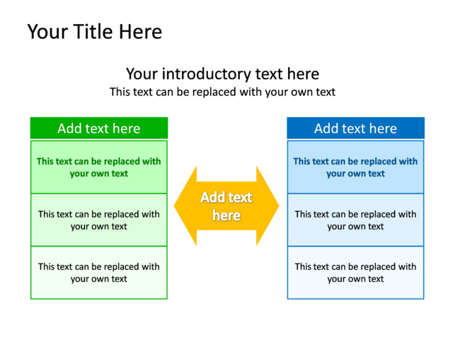 PowerPoint Slide - diagram-comparison-green-2-text-boxes-tg-338
