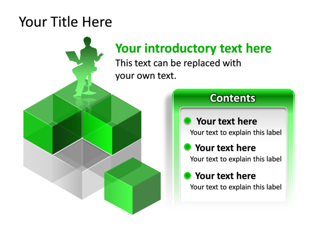 PowerPoint Slide - diagram-cube-3d-green-8-cubes-tg-485