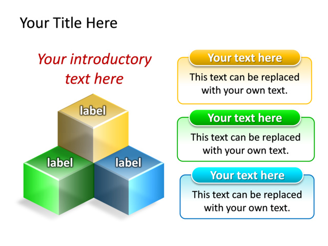 PowerPoint Slide - diagram-cube-3d-multicolor-3-cubes-tg-479