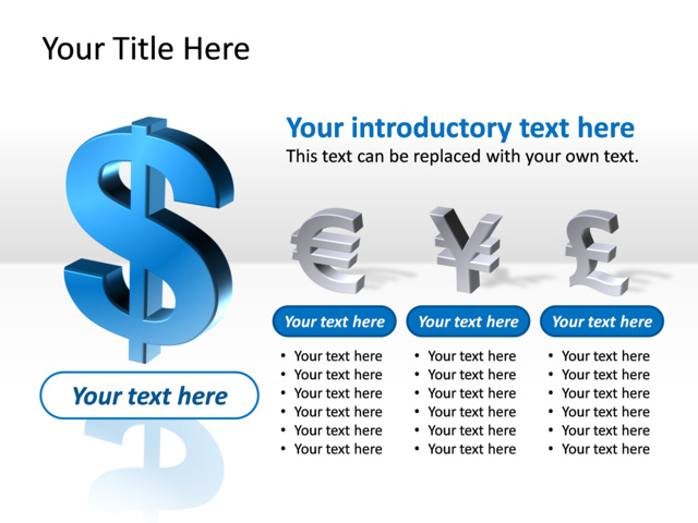 PowerPoint Slide - diagram-currency-blue-4-currencies-tg-468