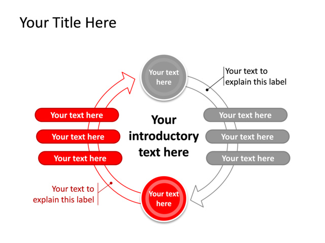 PowerPoint Slide - diagram-cycle-red-6-text-boxes-tg-370