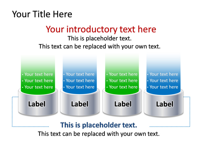 PowerPoint Slide - diagram-cylinder-3d-blue-4-cylinders-tg-262
