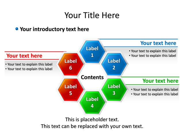 PowerPoint Slide - diagram-hexagon-multicolor-6-hexagons-tg-126