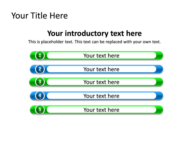 PowerPoint Slide - diagram-list-green-5-bars-tg-139