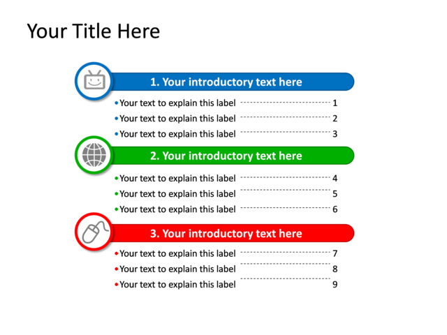 PowerPoint Slide - diagram-list-multicolor-3-bars-tg-303
