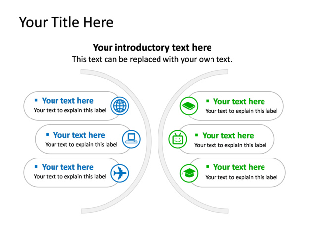 PowerPoint Slide - diagram-text-box-blue-6-boxes-tg-368