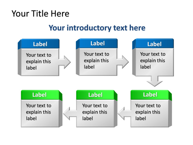 PowerPoint Slide - diagram-text-box-blue-6-text-boxes-tg-240