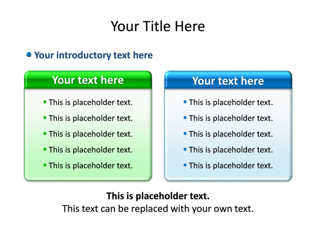 PowerPoint Slide - diagram-text-box-green-2-text-boxes-tg-130