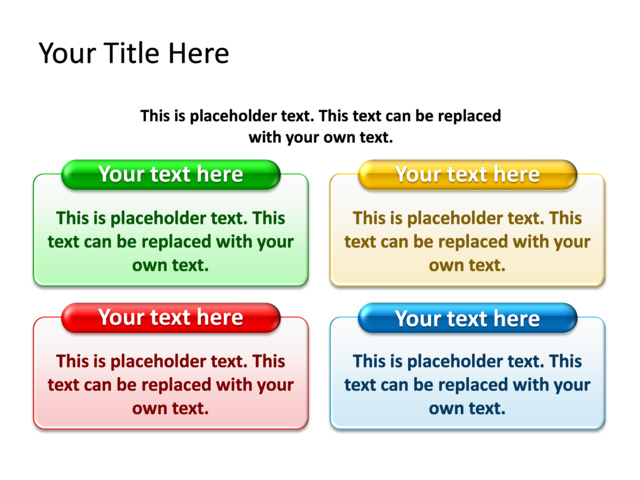 PowerPoint Slide - diagram-text-box-multicolor-4-text-boxes-tg-129