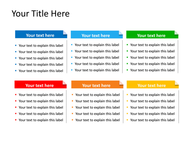 PowerPoint Slide - diagram-text-box-multicolor-6-boxes-tg-304