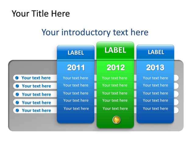 PowerPoint Slide - diagram-textbox-blue-3-boxes-tg-499
