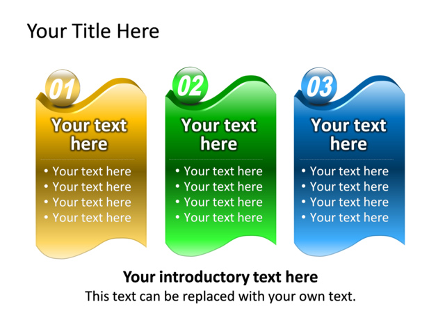 PowerPoint Slide - diagram-textbox-multicolor-3-boxes-tg-406