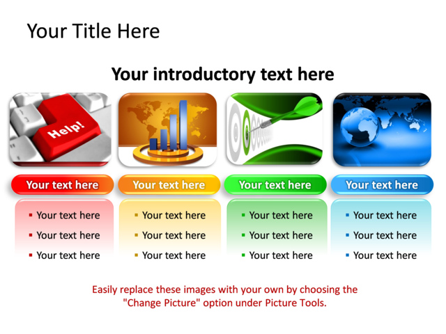 PowerPoint Slide - diagram-textbox-multicolor-4-images-tg-464