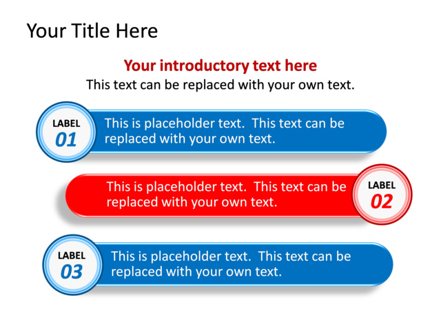 PowerPoint Slide - diagram-textbox-red-3-boxes-tg-421