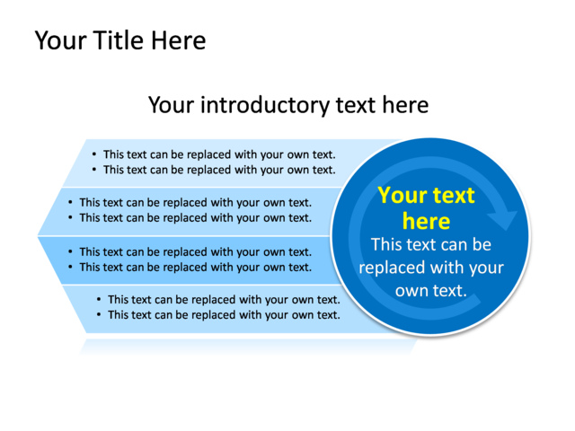 PowerPoint Slide - diagram-value-chain-blue-4-text-boxes-tg-345