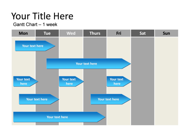 PowerPoint Slide - gnatt-chart-blue-1-week-pl-387