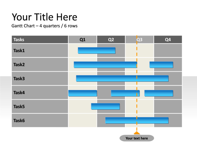 PowerPoint Slide - gnatt-chart-blue-4-quarters-pl-389
