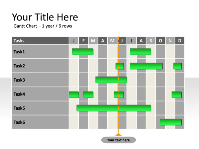 PowerPoint Slide - gnatt-chart-green-6-rows-pl-390