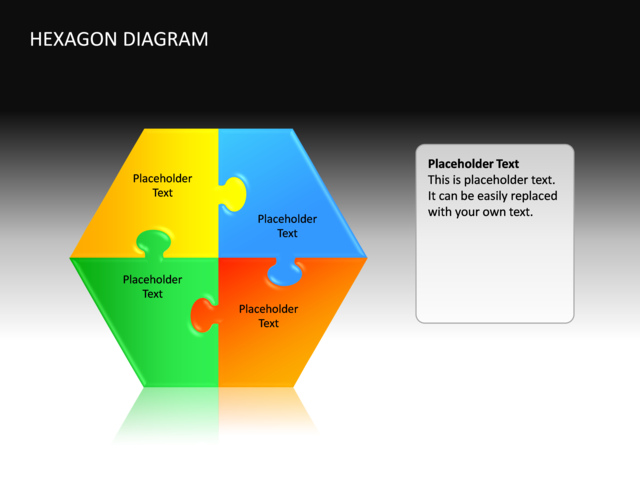 PowerPoint Slide - hexagon-diagram-3d-multicolor-4-pieces-cg-71
