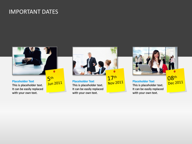 PowerPoint Slide - important-dates-diagram-3d-grey-3-images-cg-48