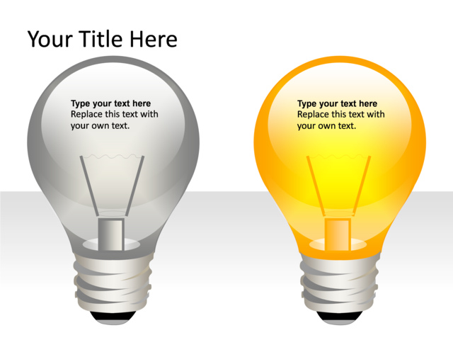 PowerPoint Slide - light-bulb-diagram-3d-yellow-2-lightbulbs-pl-223