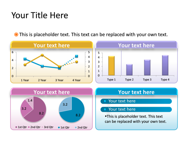 PowerPoint Slide - line---clustered---column---pie-chart-multicolor-data-driven-tg-43