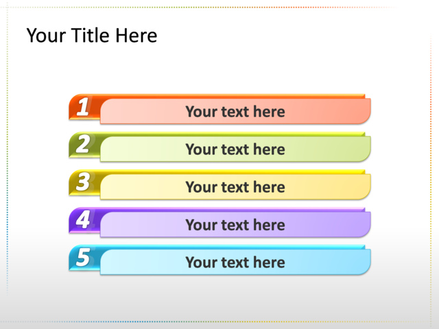 PowerPoint Slide - List Diagram - Multicolor - 5 Bars - TG2
