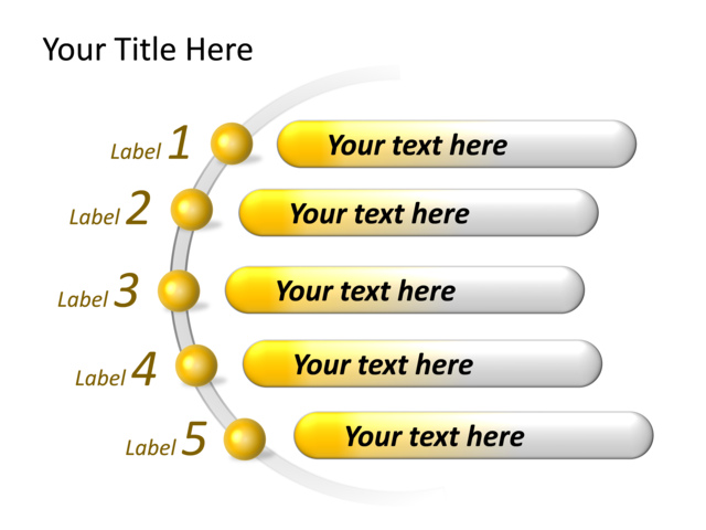 PowerPoint Slide - list-diagram-yellow-5-lists-tg-502