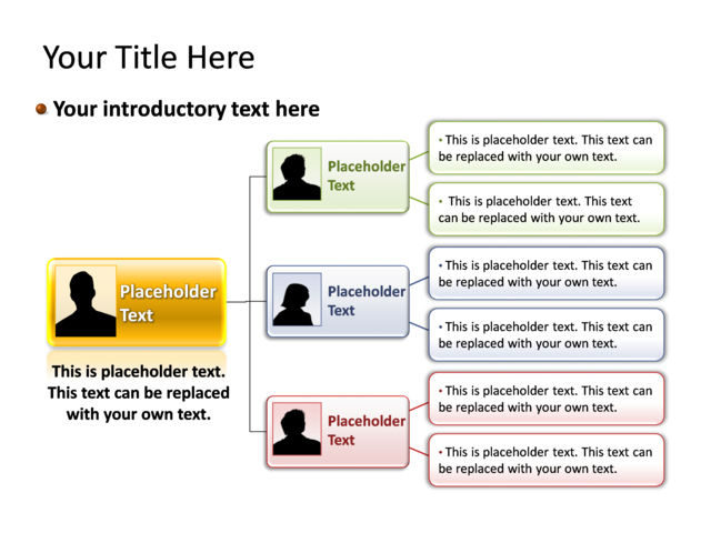PowerPoint Slide - organization-diagram-multicolor-3-departments-tg-77