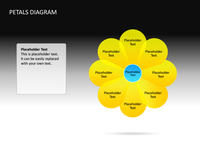 PowerPoint Slide - petals-diagram-3d-yellow-8-petals-cg-60