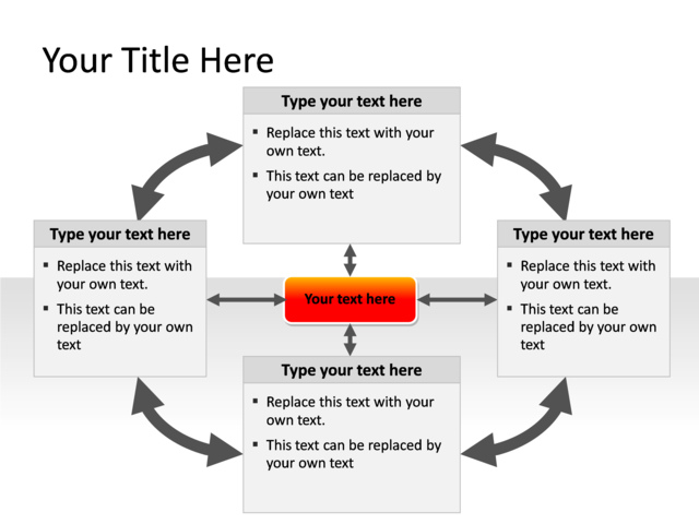 PowerPoint Slide - relationship-diagram-multicolor-4-textboxes-pl-275
