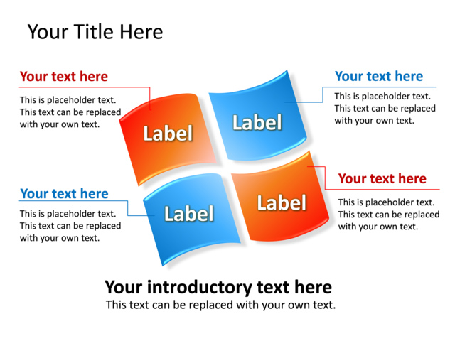 PowerPoint Slide - section-diagram-blue-4-sections-tg-520